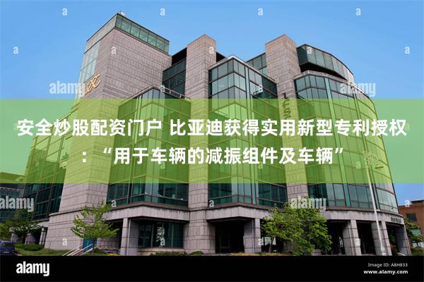安全炒股配资门户 比亚迪获得实用新型专利授权：“用于车辆的减振组件及车辆”