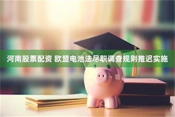 河南股票配资 欧盟电池法尽职调查规则推迟实施